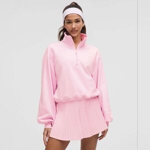 Lululemon Pink Organza Cotton Terry Tennis Half Zip